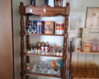 Esco Curly & Moe, salt & Pepper Shakers, vintage glasses, ash trays , Glass Percolator Tops & other Pieces