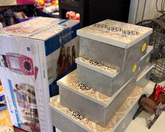 Wonderful punched tin boxes, sold separately