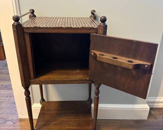Antique wooden smoking stand or pipe stand humidor cabinet from the 1900-1930's