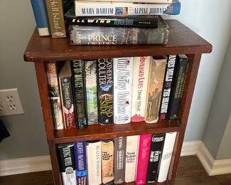 Different type of books in good condition.  Small book case