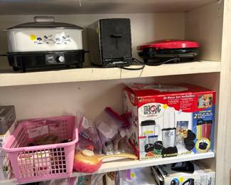 Roaster, toaster, magic bullet, hand mixer, pads, cake holder, grill