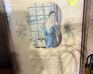 Vintage Mothers Day card framed
