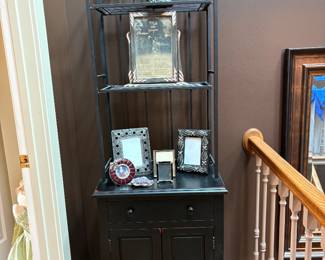 Nice Iron and Wood Curio Shelf and storage doors