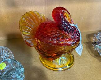 Vintage L. E Smith  Amberina Ruby Turkey Dish