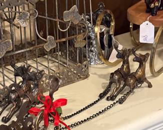 Vintage Sleight with reindeer - metal bronzed color