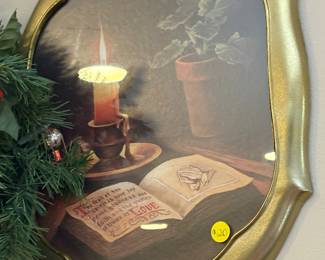 Home Interiors gold metal-framed print titled "The Fruit of the Spirit is Love" by artist J. Ross