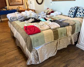 Mens ware med and large.  King size box springs and mattress sold as a set. King size comforter and bedskirt