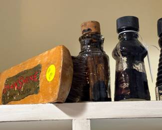 Collection of Shoe Shine Items- Bartons Dyan Shine Brush, Pollish in jars