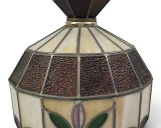 Stained Glass Light Fixture – Tiffany-Style Floral Design – Multicolor Glass