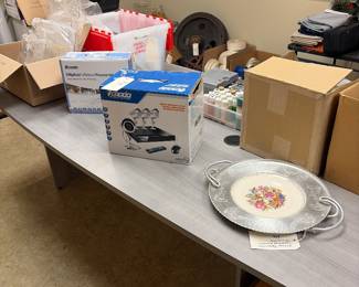 Z modi complete video security system, digital video recorder, and vintage paperware, hammer aluminum serving tray.