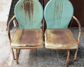 Vintage metal glider chair.