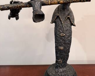 Pacific Art Harlequin Flute Player Statue