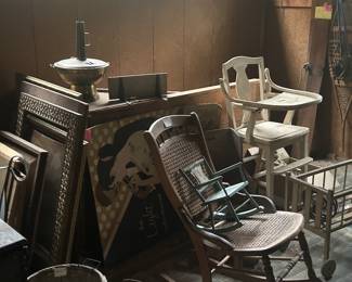Antique frames, furniture.