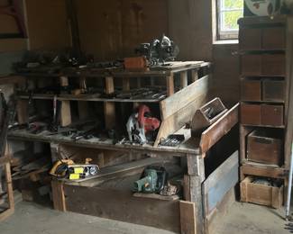 Tool area. Lots of antique tools.  The oldest from the late 1800's