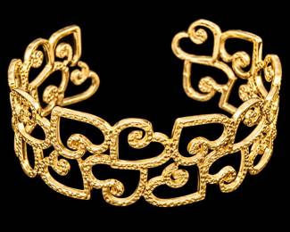 HeartLink Gold Cuff Bracelet