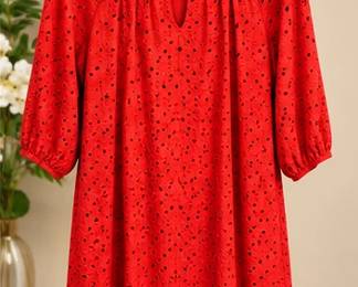 Eyelet deep red dress
