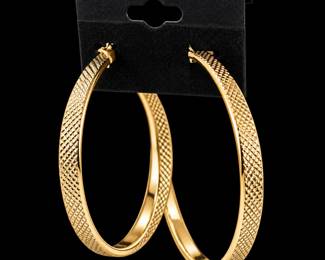 Textured Gold Hoop Earrings 