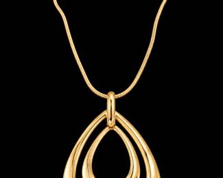 Polished Gold DoubleTeardrop Necklace