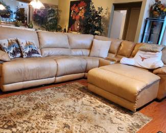 Faux leather curved sectional