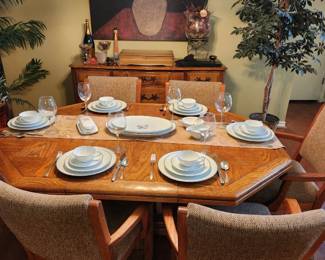 Octagonal dining set, 6 chairs