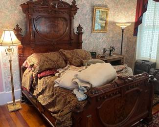 Outstanding heavily cared walnut Victorian bed