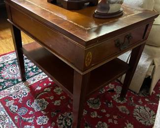 Leather top side table