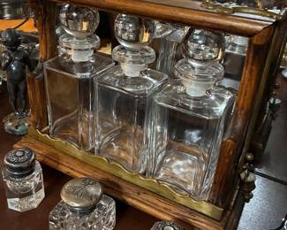 Sterling top inkwells and tantalus