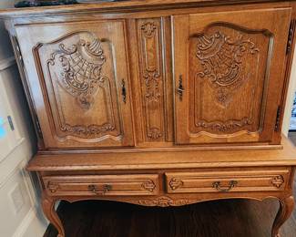 Oak carved bar cabinet