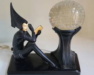 Vintage art deco "Pixie Reader" crystal lamp