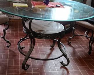 dining table, 4 chairs, glass top