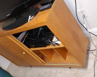 handmade 1950's maple stereo cabinet with LP storage