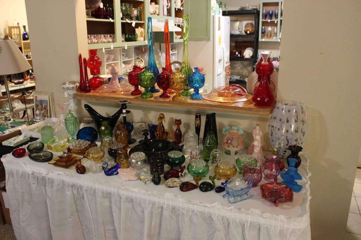 FAIRY LAMPS, RARE VIKING GLASS, SWUNG VASES, FENTON, MORGANTOWN, WATERFORD, MOON AND STARS, URANIUM, ASHTRAYS, FIGURINES, OIL LAMPS, FLOWER LITES, KANAWHA, MCM