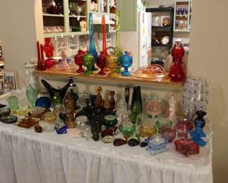 FAIRY LAMPS, RARE VIKING GLASS, SWUNG VASES, FENTON, MORGANTOWN, WATERFORD, MOON AND STARS, URANIUM, ASHTRAYS, FIGURINES, OIL LAMPS, FLOWER LITES, KANAWHA, MCM