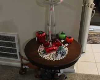 SIDE TABLE, VIKING GLASS APPLE, DEPT 56, GLASS FRUIT