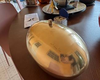 Mid-Century Modern Brass Egg-Shaped Lidded Serving Dish