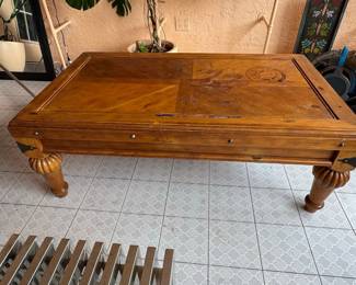 Rustic Wood Coffee Table with Turned Legs