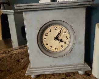 Grey Painted Wood Mantel Clock