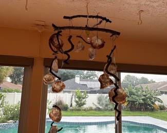 Handcrafted Driftwood and Oyster Shell Mobile
