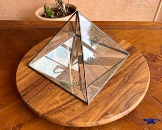 Vintage Brass and Glass Pyramid Display Case