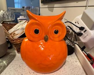 Vintage Anthropologie Ceramic Owl Cookie Jar