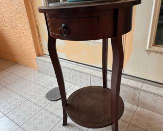 Round Wood Accent Table with Drawer