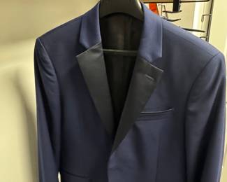 Navy Blue Tuxedo Jacket with Satin Notch Lapels