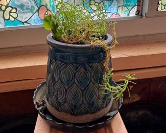 Glazed Ceramic Planter with Saucer