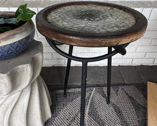 Mid-Century Modern Style Pebble Inlay Side Table