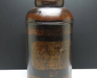 Antique Bartlett & Son's Tall Metal Tea Canister (1852-1900)