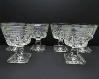 Lot of 6 Vintage Park Lane Clear Champagne Coupe by Indiana Glass (1950's & 60's)