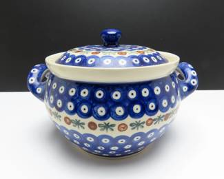Boleslawiec Polish Pottery Lidded Bean Pot