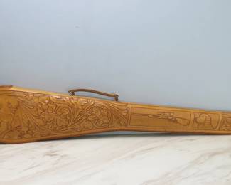 Vintage Etched Leather Rifle Case