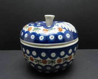 Beautiful Boleslawiec Handmade Polish Pottery Lidded Dish
