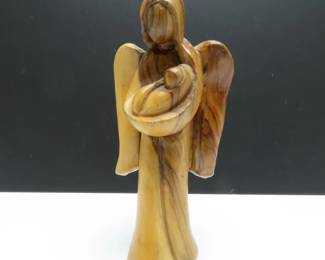 Vintage Olive Wood Jesus & Mary Figure from West Bank
